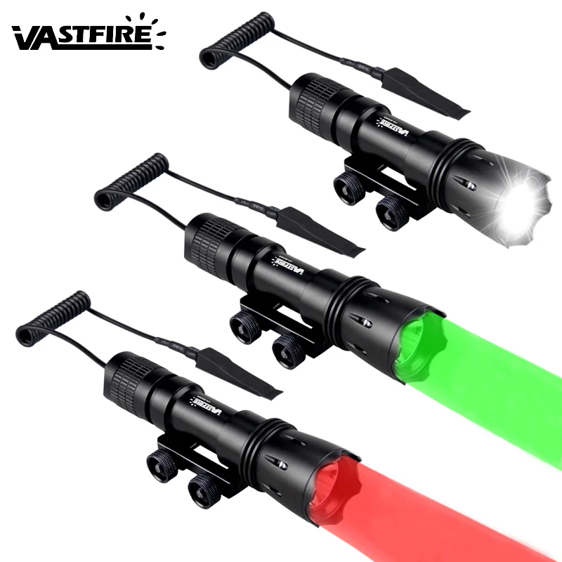 

VA-5006 1200LM Tactical White/Green/Red LED Weapon Light Airsoft Rail Mount Hunting Flashlight 200M With Remote Pressure Switch