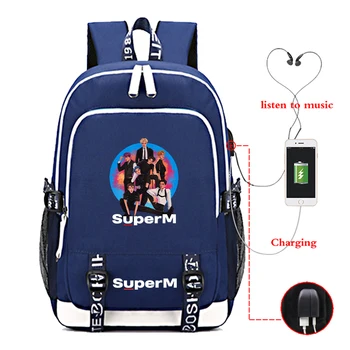 

SuperM 2019 Teenager's Laptop Shoulder Bags Hiking-Bag Women Men Canvas School Backpacks Unisex College Schoolbag Fashion Plecak