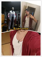 Moda męska jednolity kolor z długim rękawem sweter otwarty z przodu trencz 6