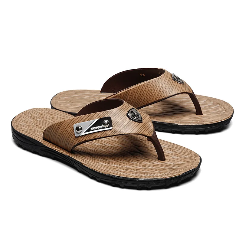 

Genuine Leather Sandals Flip-flops Men Summer Anti-slip Flat Flip-flop Sandals Versatile Split Toe Casual Sandals