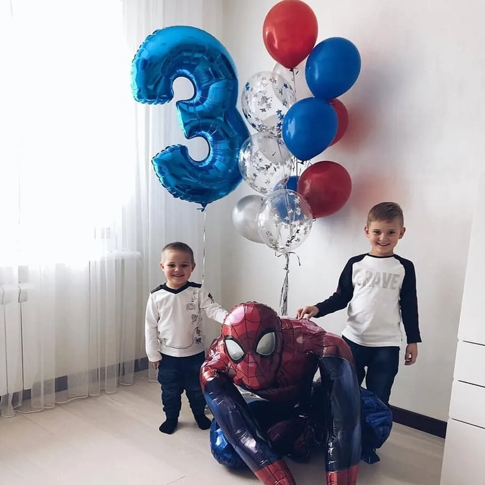 1 Набор 3D большой паук супер герой Человек Майларовый фольгированный шар цифры