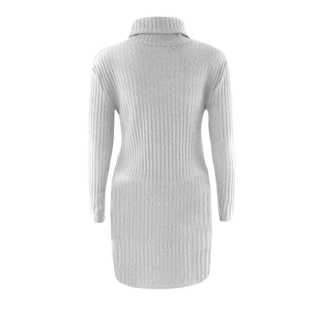 Best selling ladies high collar long-sleeved solid color sweater skirt home casual comfortable bottoming sweater to keep warm
