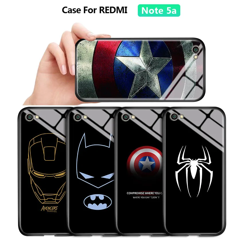 Для Xiaomi Redmi Note 5A Y1 Marvel Superhero Ironman Spider противоударный чехол из закаленного стекла