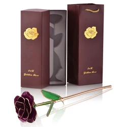 Rosa dorata 24k con supporto - Simbolo eterno dell'amore in elegante scatola regalo