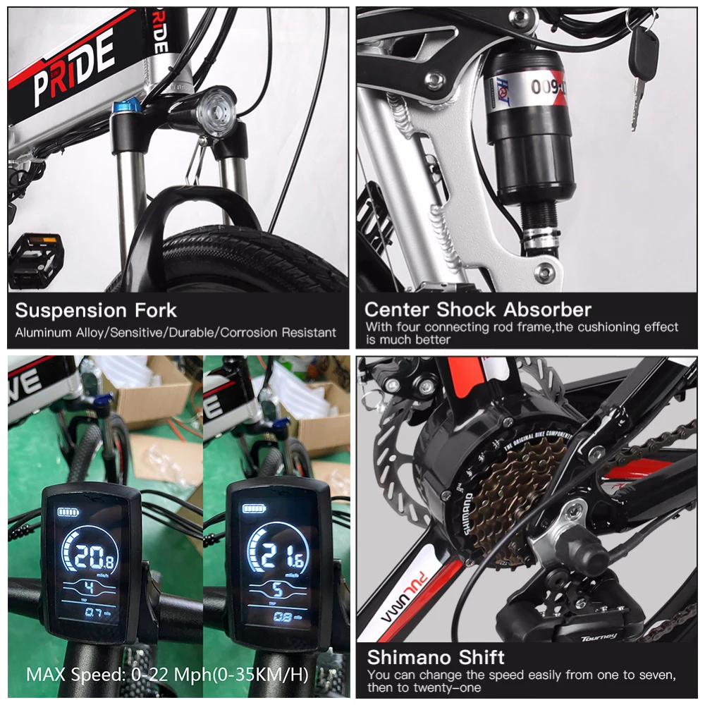 Electric Bike 48V 12.5Ah Built-In Lithium Battery 26inch Electric Bicycle Folding 400W Powerful Motor Mountain Bike Cycling