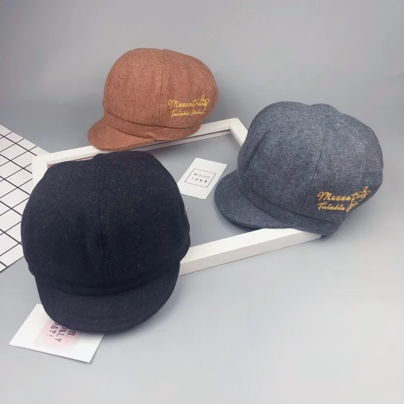 

Korean-style Children's Hat Children Autumn & Winter Octagonal Cap Brim Hat Male Baby Beret Girls xiao hai mao BOY'S Fashion