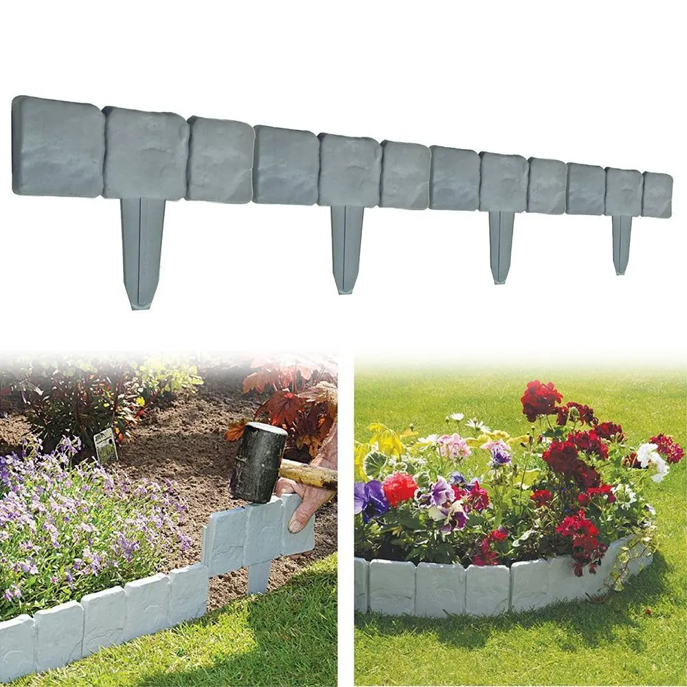 10 шт. Пластиковый садовый забор окантовка легко собрать серый камень стиль вставить наземный Тип Пластиковые заборы цветок кровать границы для сада