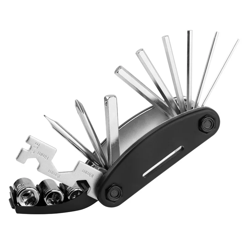 

Portable Steel Multi-function Bicycle Repair Hand Tool 16-1 Set Tool Folding Screwdriver Hex Wrench Small Socket Tools