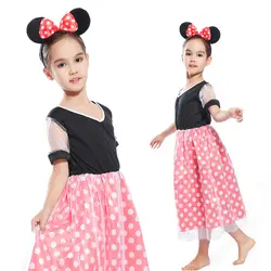 В настоящее время доступен Детский костюм в горошек детская рубашка платье с Минни Микки Маус Косплей танцевальная одежда для выступлений