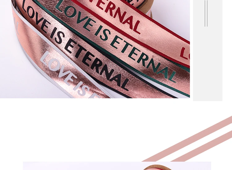 25mm Rose Gold Broadside Character Ribbon High-grade Grosgrain Ribbon Flower Packaging Ribbons Satin Gift Wrap Silk Ribbon