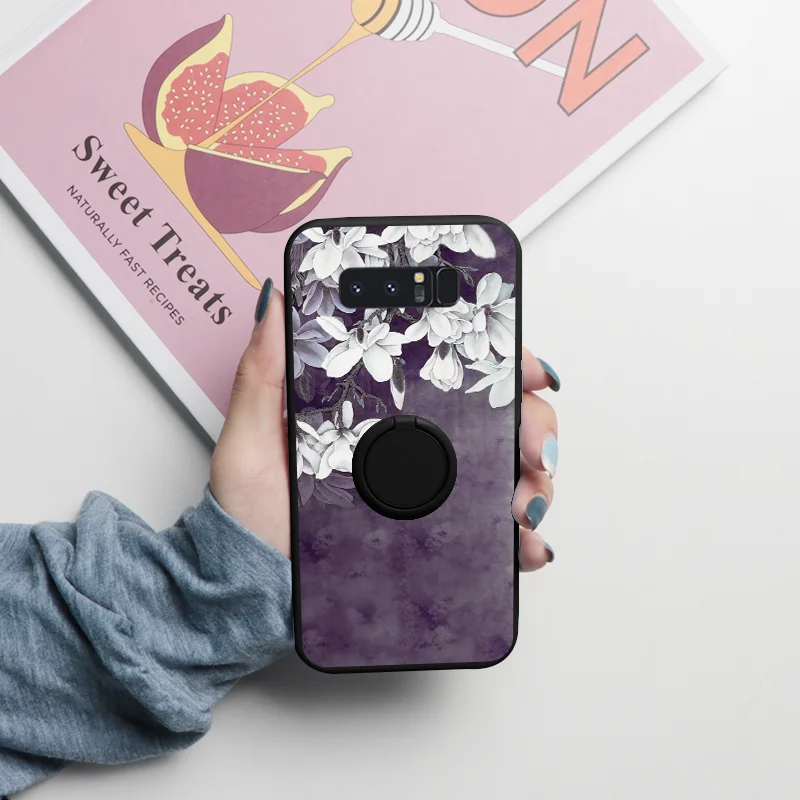 For Samsung Galaxy Note 10 9 8 Case Magnetic Ring Holder Fundas For Samsung GalaxyNote10 GalaxyNote9 GalaxyNote8 Flower TPU Etui kawaii samsung cases Cases For Samsung