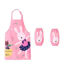 

3Pcs/Set Kids Apron Cartoon Animal Print Wasterproof Breathable Children Baking Apron with Sleeves for Christmas Gift