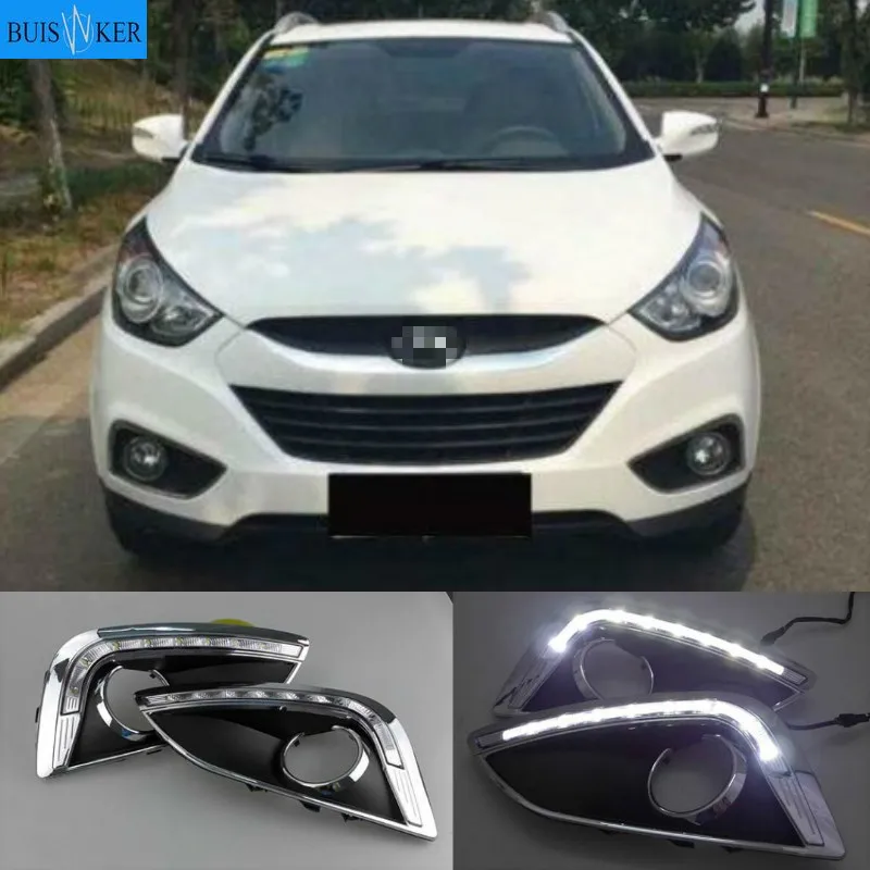 2PCSCarLEDForHyundaiIX352010201120122013foglampcoverDRL