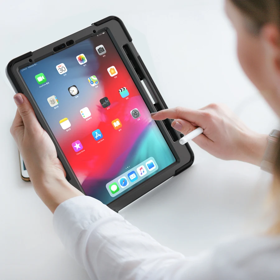 PC+ Силиконовый противоударный чехол для iPad Pro, 11 дюймов,, чехол-подставка, новинка, сверхпрочный, детский, защитный, жесткий, с подставкой, с отделением для ручки+ пленка