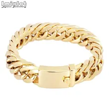 Imixlot, 8 дюймов, мужской браслет, Золотая Снаряженная кубинская цепочка, браслеты для мужчин и женщин, унисекс, наручные ювелирные изделия, вечерние, рождественский подарок