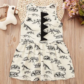 

2020 Grils Dress Summer Dinosaur Print Baby Girls Dresses Party Princess Dress Sleeveless Birthday Christmas Gift