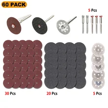 

60Pcs Diamond Cutting Disc Sanding Wheel Saw Cutter Rotary Tool Accessories Mini Circular Saw Blade Metal Saw Blade Set 22mm 24m
