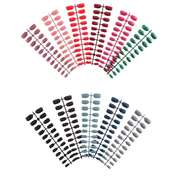 

10sets of Mixed Colors Short Press on Square False Nail Tips Full Cover Fake Press on Nail Tips Nail Adhesive is Available
