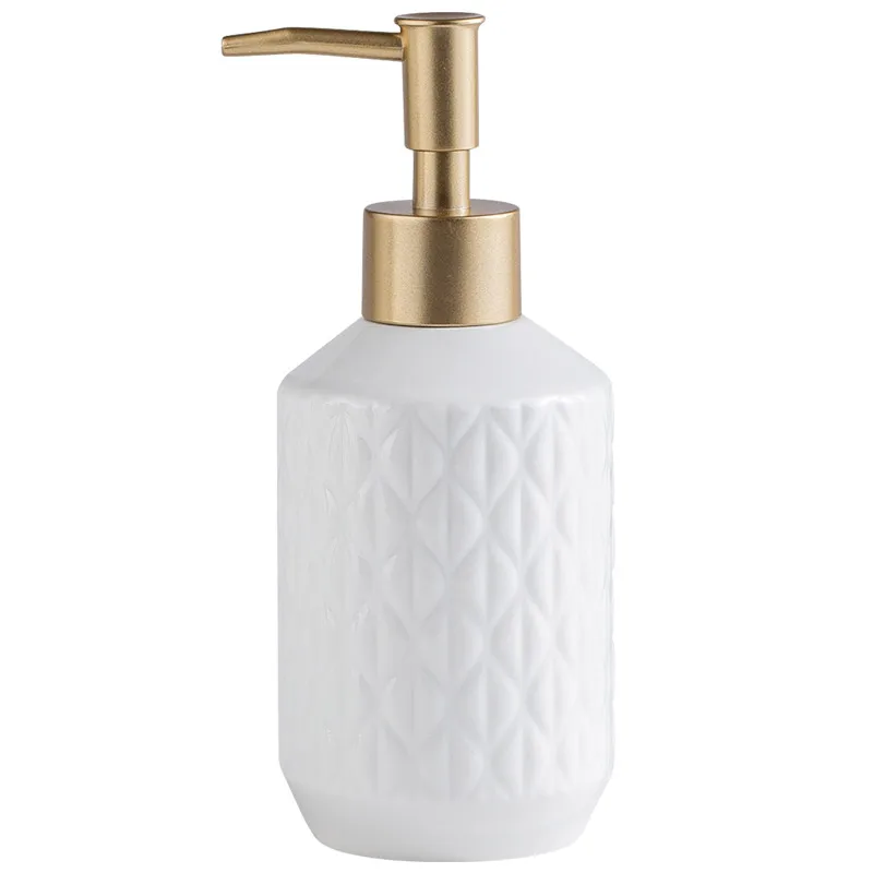 Белая рельефная керамическая ванная комната поставки бутылка для лосьона многоразового использования гель для душа бутылка для лосьона, для шампуня товары для дома, ванной