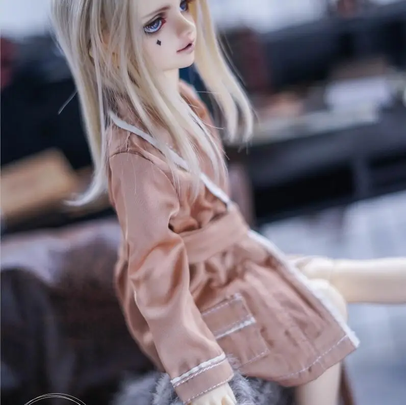 Новые 3 шт. Bjd куклы одежда пижамы халат шелковый пояс для 1/3 1/4 msd17 дядюшка розовый/синий/бежевый куклы аксессуары - Цвет: Beige
