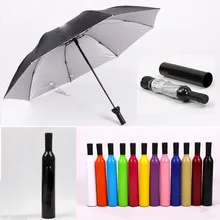 Складной зонт от солнца и дождя в винной бутылке, индивидуальный Зонт с УФ-защитой, ручной Зонт от дождя для мужчин и женщин, стильный мини-зонт