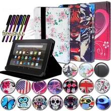 

KK&LL Leather Tablet Stand Folio Cover Case For Amazon Fire HD 8 (6th / 7 th/ 8th Generation, 2016 2017 2018 Release)