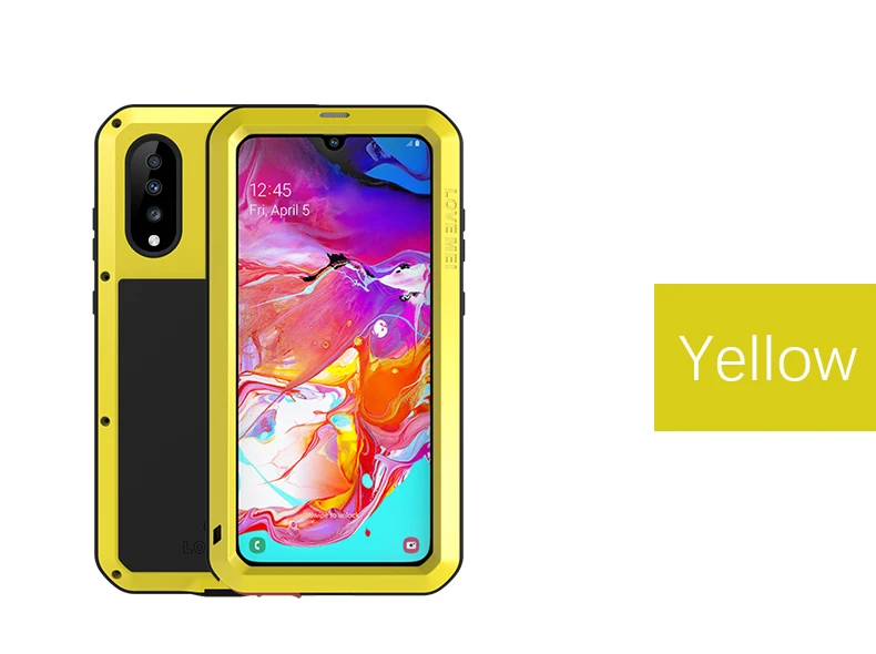Yellow LOVE MEI для samsung Galaxy A70 Чехол ударопрочный грязеотталкивающий водостойкий металлический бронированный чехол для телефона для samsung Galaxy A70 - Цвет: Yellow