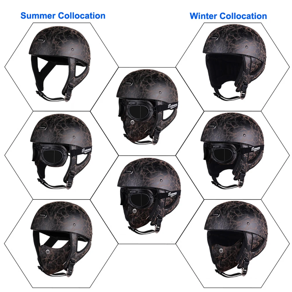 Мотоциклетный шлем BRAMMO Кепка с черепом винтажный полулицевой мотоскутер в