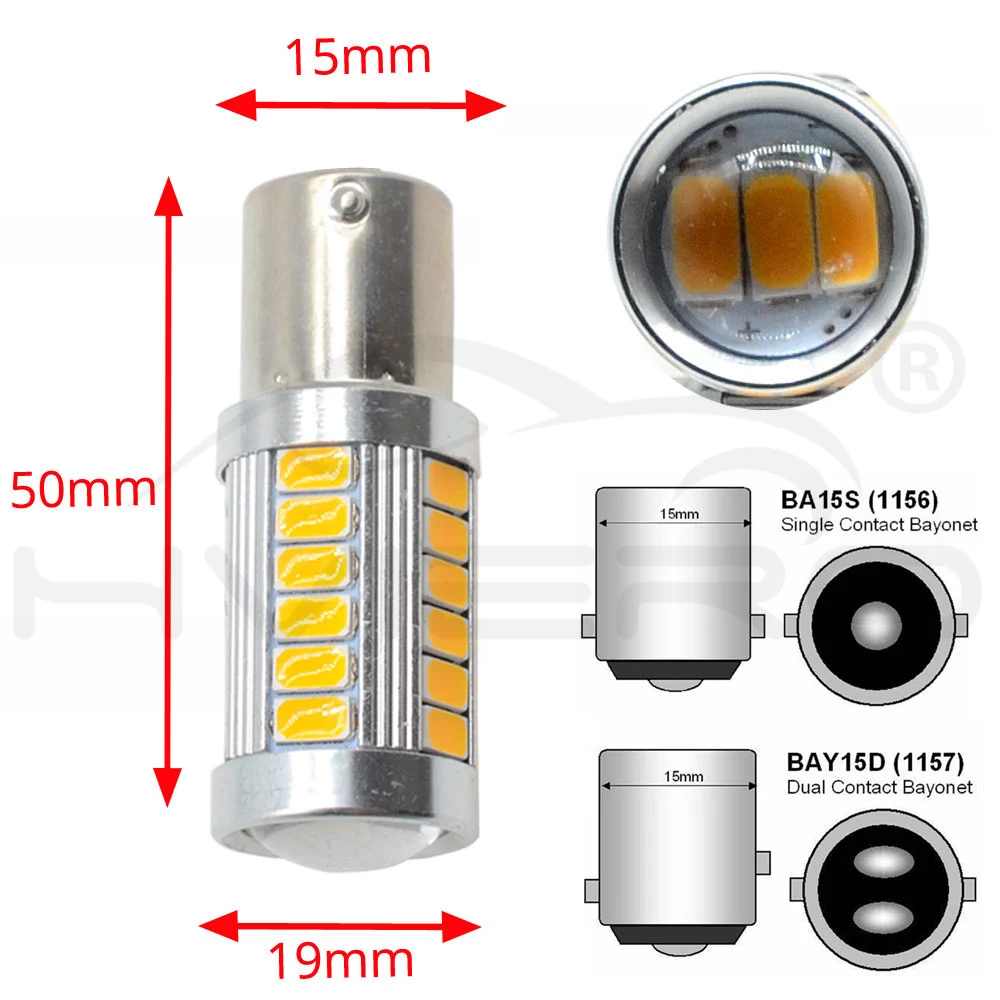 Hviero White Red 1156 BA15S 1157 BAY15D P21 5W 33SMD 5730 LED Car Brake Lights Tail Lamp Turn Signal Auto Led Rear Reverse Bulbs DRL