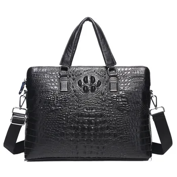 

2020 New Luxury Alligator Cow Genuine Leather Business Men's Briefcase Male Briefcase Shoulder Bag Men Laptop Computer Bag