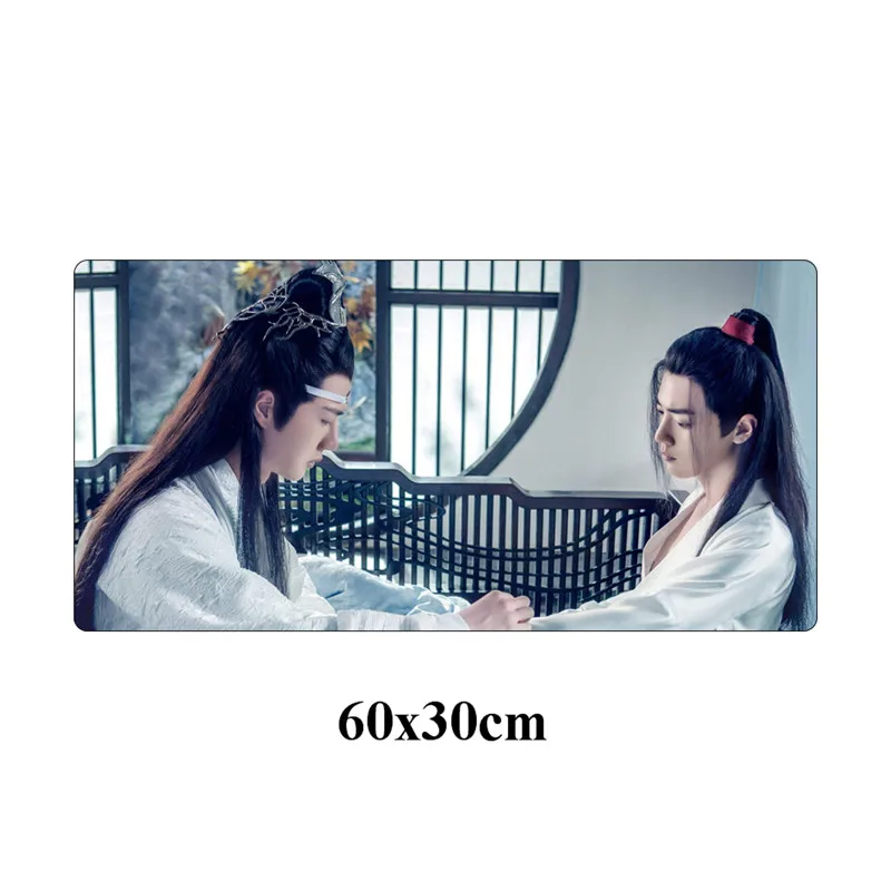 Большой игровой коврик для мыши Xiao Zhan Wang yibo с запирающимся краем 60x30 см, классный прочный коврик для компьютерного стола - Цвет: Белый