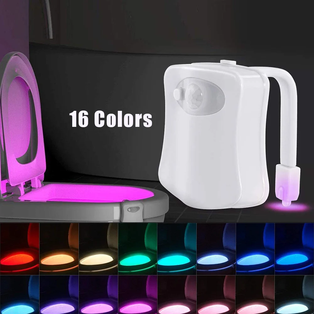 IntelligentBathroom Toilet Night Light Body Motion Activated On/Off Seat  Sensor Lamp 8 Color PIR luces Led decoracion Lights - AliExpress