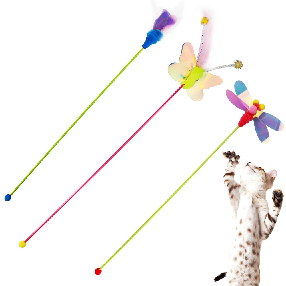 

Colorful Feather Animal Shape Cat Teaser Stick Cute Kitten Interactive Training Play Fishing Rod Pets Game Funny Cats Wand