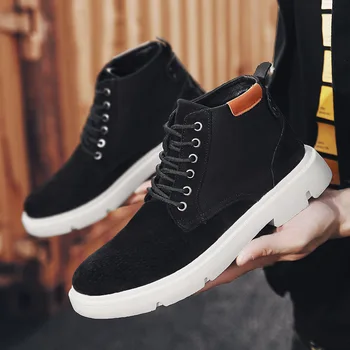 

2019 Autumn Winter Boots Men High Top Lace Up Men Boots Winter Fashion Casual Male Ankle Boots Outdoor Warm Leather Men Shoes