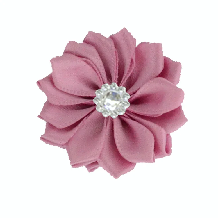 Nishine 1," 20 шт./лот 16 Petaled атлас с розочками лента цветы с акриловой кнопкой используется для повязка на голову" сделай сам "заколки аксессуары для волос - Цвет: dusty pink-20pcs
