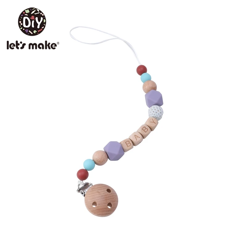 Let'S Make/1 шт., деревянная цепочка для соски, персонализированный зажим для соски, детский прорезыватель, игрушки, аксессуары для детской коляски, игрушки для новорожденных