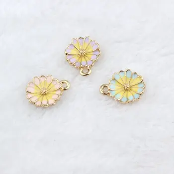 

10Pcs/Lot Gold Color Tone Marguerite Shape Pendant Enamel Charms Fashion DIY Handmade Bracelet Necklace Jewelry Accessories