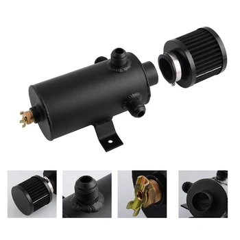

750ML Aluminum Oil Catch Can Breather Can with Drain Valve with Filter 2 Ports 10AN Oil Coolant Fuel Overflow Tank