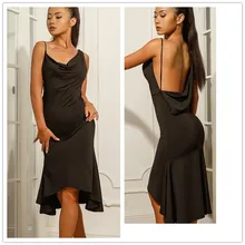 Платье для латинских танцев с открытой спиной женское платье танго танец фламенко костюмы Сальса вечерние платья женское платье без рукавов