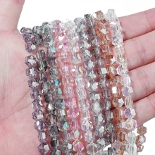 

80pcs Electroplating Glass Hexagon Shape Beads Multicolor Loose Spaced Beads For Needlework Jewelry Making Necklace Bracelet DIY