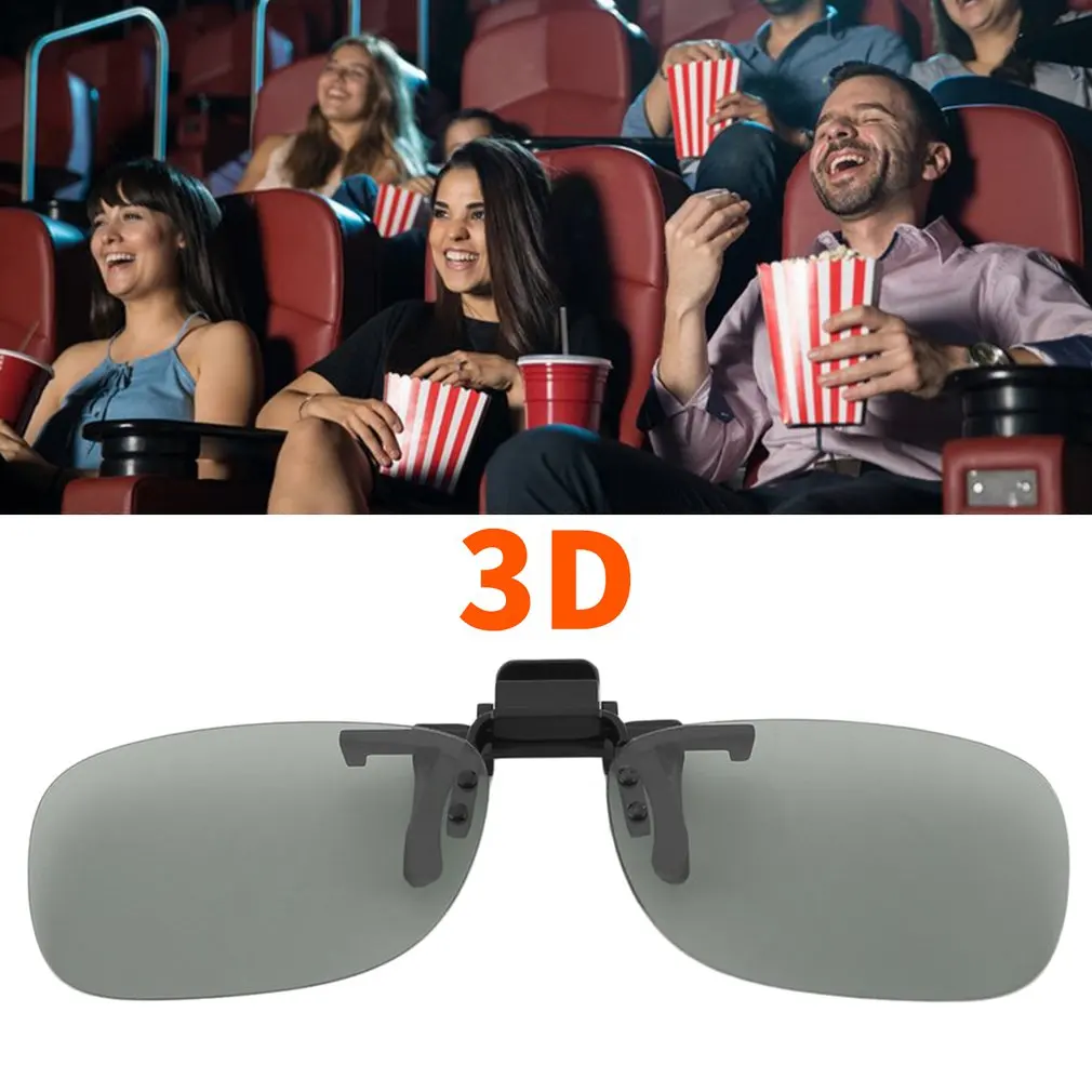 Professional 3D Light Weight Man Woman Clip On Type Passive Circular 3D Glasses Clip For 3D TV Movie Cinema.