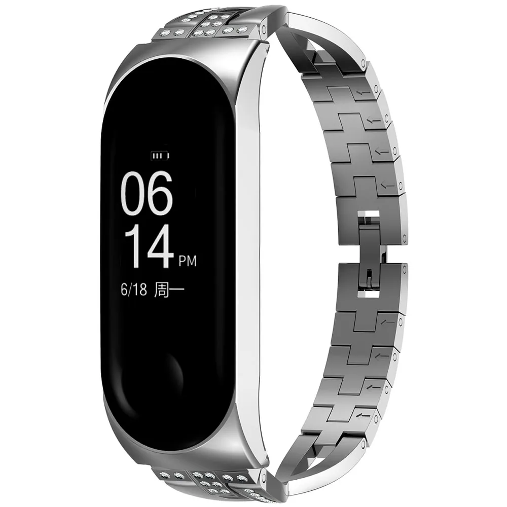 Mi Band 4 замена роскошные умные часы на запястье Нержавеющая сталь браслеты Xiaomi MiBand 3/4 band+ металлический корпус