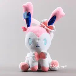 23 см аниме Eevee Sylveon плюшевые куклы игрушки Япония мультфильм Аниме Пикачу серии сидя Sylveon плюшевые игрушки Детский подарок