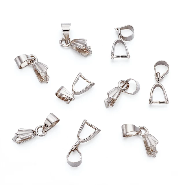 pandahall 1box Brass Ice Pick Pinch Bails Necklace Pendant Clip Hook Connector for Jewelry Making DIY Accessories Findings 100pcs 10x6x3mm