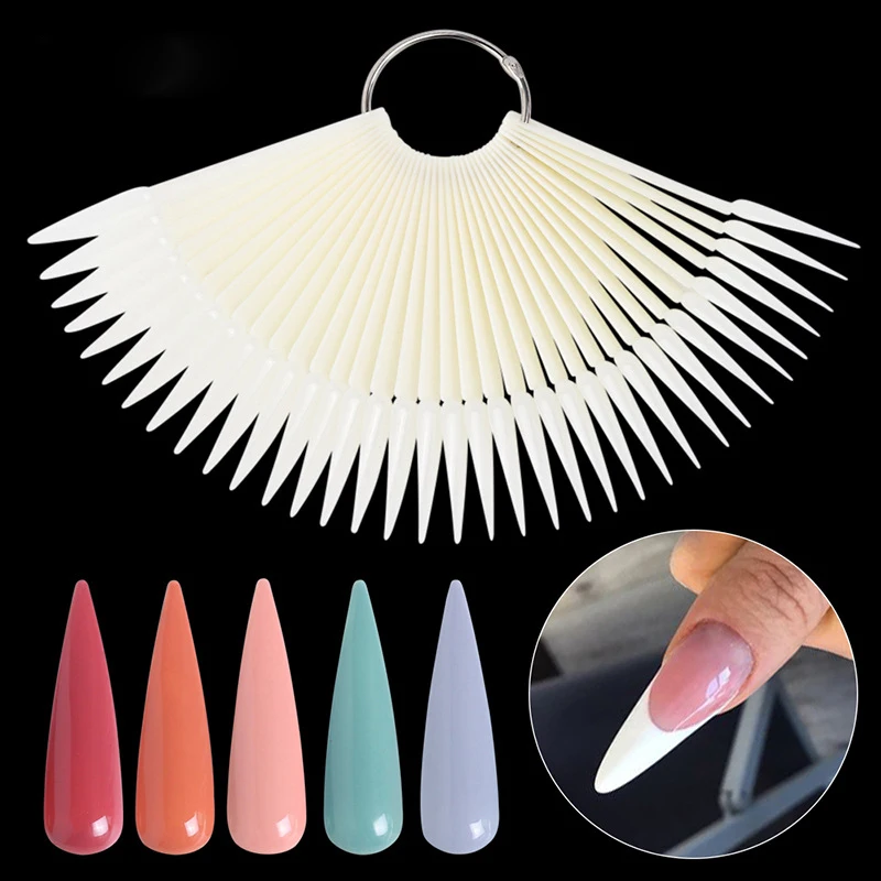 

40 Pcs False Nail Tips Color Card Fake Nail Transparent White Natural Black Nail Art Practice Display Tools Accessories