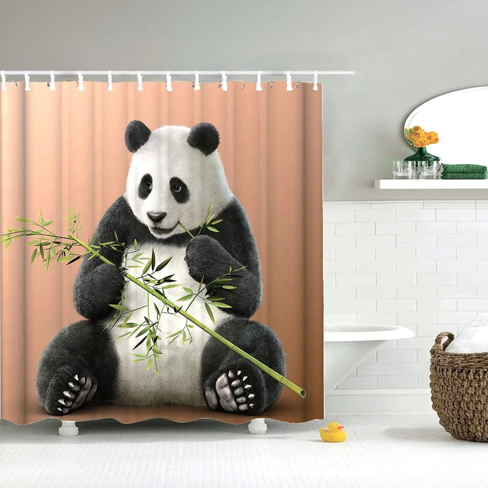 Занавеска для душа Dafield Bear, натуральный лес, черный медведь, Зимний снег с лесным деревом, для ванной комнаты, полиэстер, моющаяся занавеска для ванной