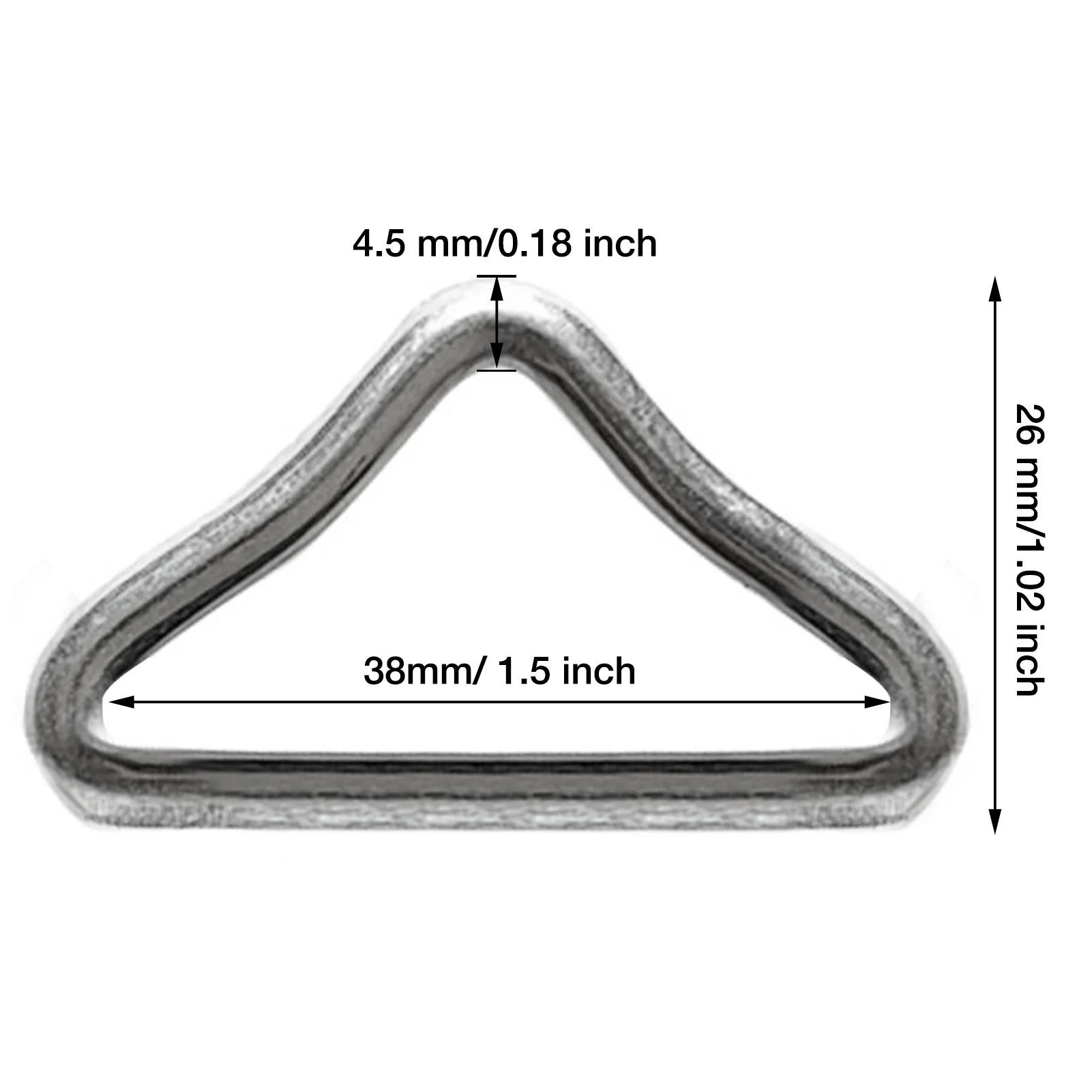 Description Picture 2 of item10pcs/Set Stainless Steel Triangle Rings Buckle 38mm Loop Ring V-rings Straps Trampoline Mat Parts Replacement Repair 26X4.5MM