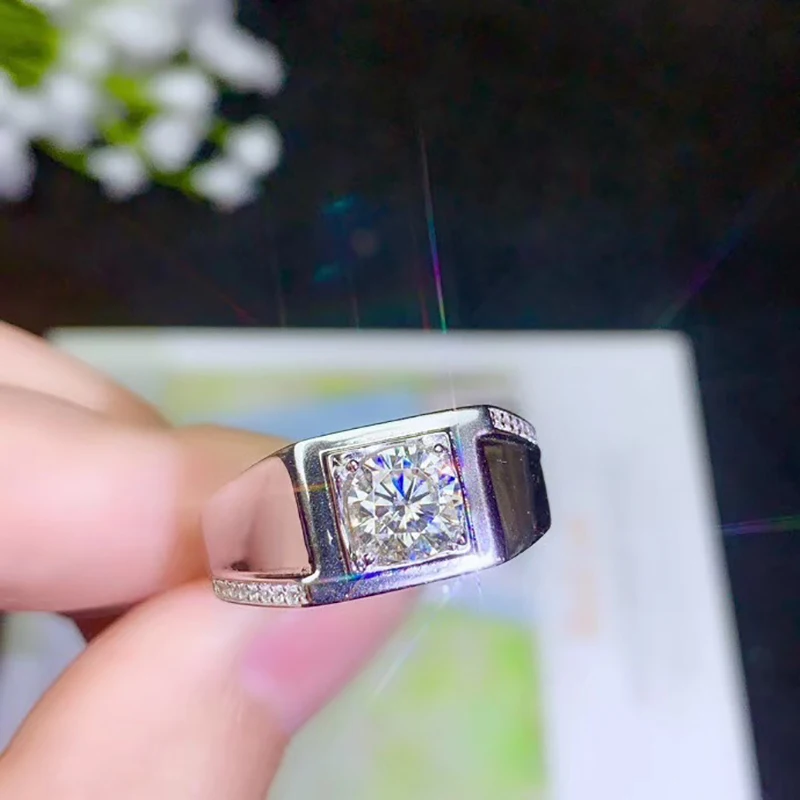 BOEYCJR 925 серебро 1ct/2ct/3ct F цвет Moissanite VVS обручальное свадебное кольцо с бриллиантом для мужчин с национальным сертификатом