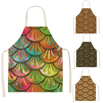 

Mermaid Scales Kitchen Aprons Unisex Cooking Catering Work Apron Tabard Belt Halterneck