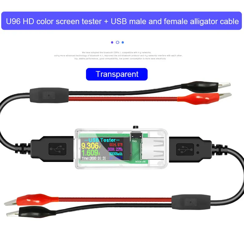 1XBlack U96 cable USB тестер 13 в 1 DC Цифровой вольтметр amperimetro Напряжение Ток вольтметр Амперметр детектор банк питания индикатор зарядного устройства - Цвет: 1XBlack U96 cable